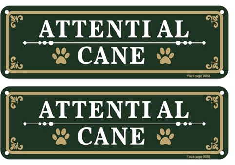 Attenti al Cane Cartello in alluminio, 2 pezzi, 25 x 8 cm, Cartelli Da Giardino, Facile da installare, resistente ai raggi UV, resistente alle intemperie, per uso interno o esterno