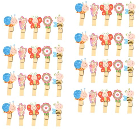 FUNNETOYU 50 pièces Lot de Pinces Bois Animaux DIY Clips Décoratifs Multifonctions pour Photos Cartes et Bricolage Pinces Linge Bois Naturel pour Maison