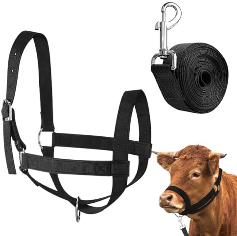 Kuhhalfter – -Trainingshalfter und Führstrick | strapazierfähiges, verstellbares Nylon, Vieh-Trainingsgerät für den Umgang mit Schautieren von Tieren und kleinen Rassen, Ziege, Lamm, Schaf
