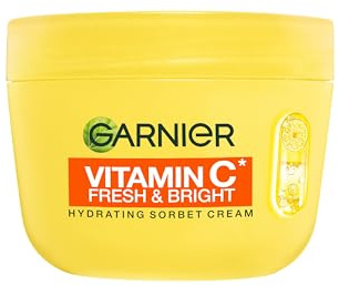 Garnier Vitamin C* Fresh & Bright Hydrating Sorbet Cream, 4% Vitamin C* & Niacinamide, Ultra Fresh & Light, For Dull, Uneven Skin, Cruelty Free International & Vegan - 85ml​