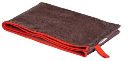 LILA LOVES IT Hundehandtuch 110cm – weiches Bio-Baumwoll Handtuch mit Handschlaufen, besonders flauschig & saugstark, ideal zum Abtrocknen von nassem Fell, Chocolate/Tangerine