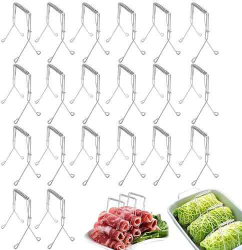 Lot de 20 pinces à roulade, en acier inoxydable, réutilisables, en acier inoxydable, pour la cuisine