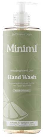 Miniml Natural Hand Wash – Refreshing Lime & Basil 400 ml, 99.6% Natural, Vegan & Cruelty-Free Liquid Soap for Sensitive Skin, Moisturising & Gentle Everyday Hand Cleansing
