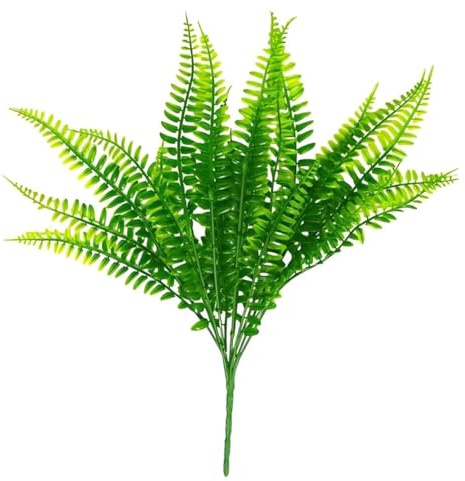 Disttocate Artificial Ferns for Outdoors & Indoors,Large Faux Ferns Fake Boston Fern Plant for Planter Garden Porch Entrance B