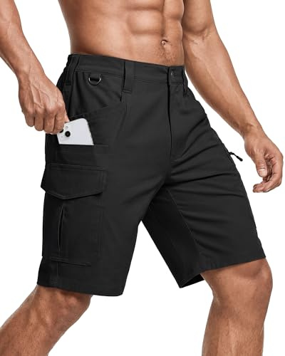 IGOLUMON Pantaloncini Cargo Uomo Pantaloncini da Lavoro con Vita Elasticizzata Pantaloni Corti Traspirante Bermuda Estivi 7 Tasche per Esterni Casual