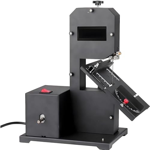 Sierra de cinta profesional de mesa para talleres pequeños, motor de 800 W y 230 V, altura de corte de 70 mm, garganta de 90 mm, curvas + cortes rectos, mesa de metal inclinable (0-45°), máquina de