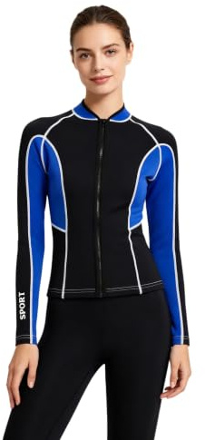 Yihuimin dam neopren topp för dykning mm neoprenjacka badtopp | Professionella baddräkter, långärmad, ståkrage, simning, dykning, brun, strand, dykning och amma, rashguard för snorkling