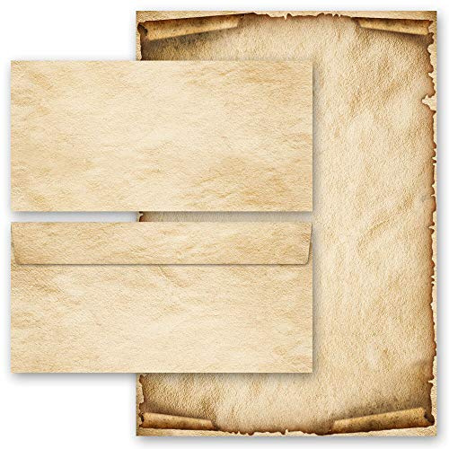 40 pezzi Set completo OLD STYLE 20 fogli di carta da lettera e 20 buste DIN LANG (senza finestra)