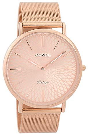 Oozoo Vintage Damenuhr mit Edelstahl Milanaise Metallband 40 MM mit Mandala Zifferblatt