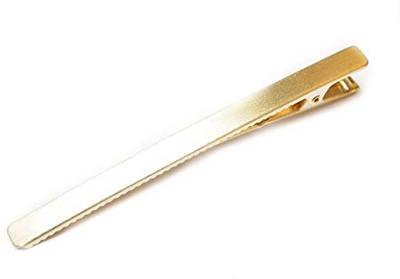 Pince cheveux crocodile plat longue en métal brossé doré 8cmx0.6cm