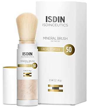 Isdinceutics Mineral Brush - For Photoaging Defense with Zinc Oxide and Titanium Oxide. Covering Discoloration and Targeting Uneven Skin Tone Caused by Blue Light Face Powder, 0.14 OZ