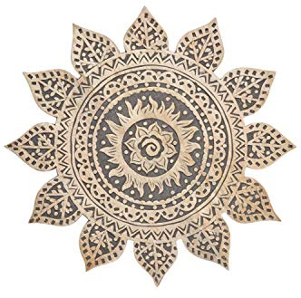Orientalisches Wandbild Sole modern aus Holz in Braun-Schwarz 40 cm