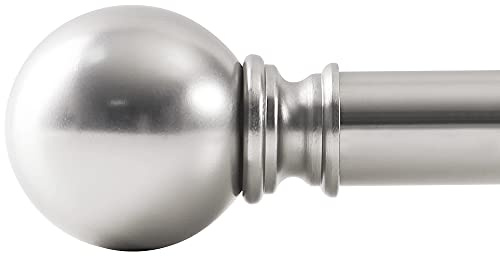 NICETOWN Gardinenstange Ausziehbar 182-365 CM Vorhang Stangen mit Runden Endstücken Curtain Rod für Verdunkelungsvorhänge, Nickel, 1 Läufig, Durchmesser 2,5CM