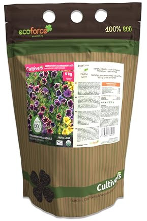 CULTIVERS Abono Ornamentales Ecológico de 5 kg. Plantas más Verdes y Mayor floración. Fertilizante Granulado Refuerza la Resistencia a las Enfermedades