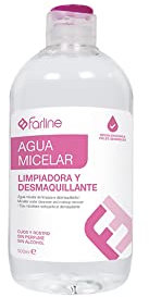 FARLINE Agua Micelar 500 ML Limpiadora y Desmaquillante. Desmaquillante para los Ojos y Rostro