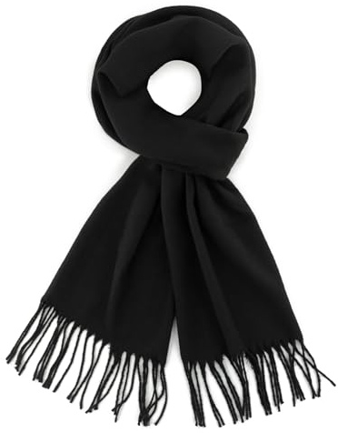 vimate Black Scarf for Men Women, Winter Lightweight Neck Warm Long Scarf (UK-Black)