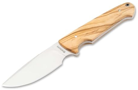 ARBOLITO BÖKER Vultur - Outdoor Messer mit Oliven-Holz Griff - Jagdmesser mit feststehender ACX 390 Klinge & Leder-Scheide - Full-Tang Knfie - edles Survival- & Bushcraft-Messer in Geschenk-Box