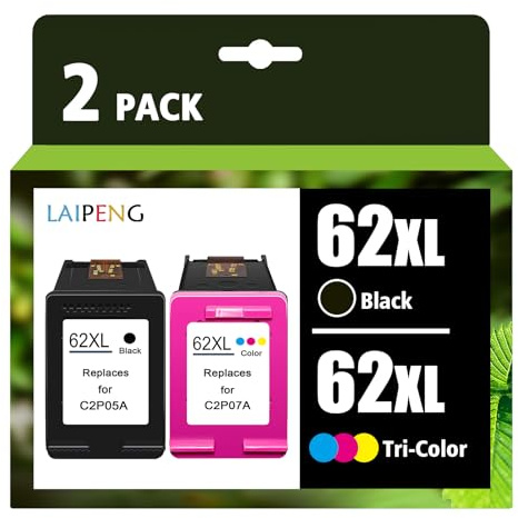 LAIPENG 62XL 62 XL Patronen Wiederaufbereitet für HP Envy 5540 5542 5543 5544 5545 5640 5642 5644 5646 5660 5664 7640 7644 OfficeJet 200 250 5740 5741 5742 5743 5744 5746 Drucker Multipack (BK/CMY)