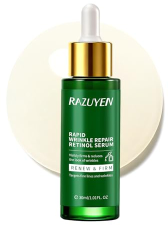 RAZUYEN Retinol-ansiktsserum, anti-rynk ansiktsserum med vitamin E och peptider, föryngrande åtgärder, anti-aging och fuktgivande för mogen hud, 30 ml