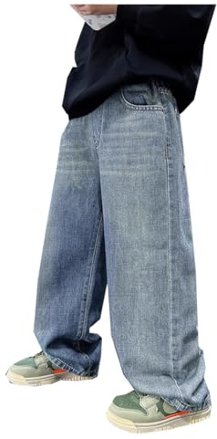 Siehin Jungen Jeanshose mit Elastischem Bund Kinder Frühling-Herbst Denimhose Baggy Jeans Cargohose