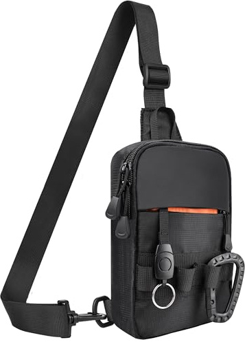 DEYACE Mens Sling Bag, YKK Zippers Small Crossbody Bag for Hiking Travel Work, Water Resistant Utility EDC Mini Chest Bag