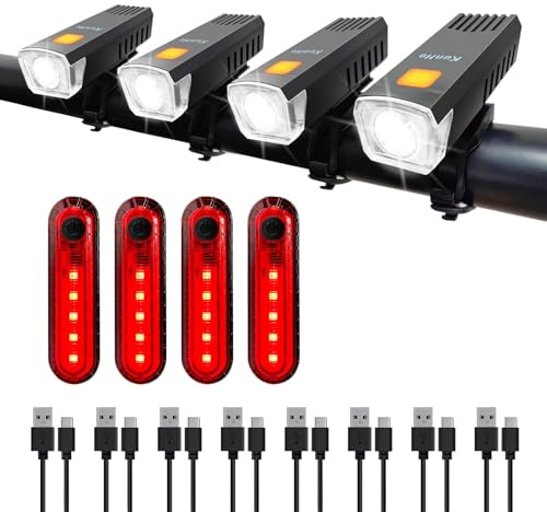 KunHe 8 Pack USB-C Rechargeable Bike Lights Head Lights for Night Riding Men Women & Kids 3 Lights Modes Used as a Safety Indicator Light for Skateboards Strollers and Wheelchairs