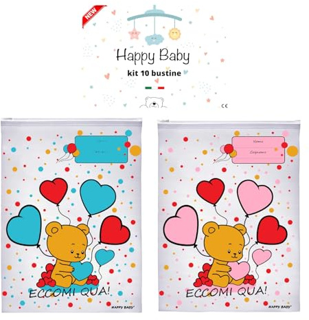 Bustine Corredino Neonato Ospedale 10 Pezzi Sacchetti per Borsa Parto Mamma e Cambio Asilo Buste Corredo Trasparenti Antipolvere per Neonati Made in Italy (celeste)