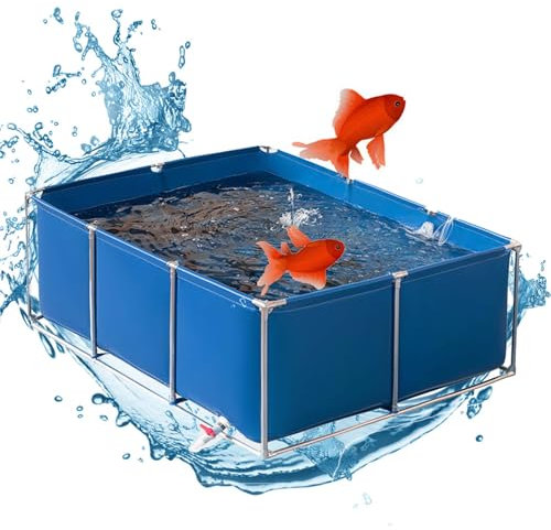 Piscina Plegable Rechteckig mit Ablassventil, Estanque Jardin, Piscina Desmontable Acero, Piscinas Desmontables, vorgeformter Gartenteich, Fisch- und Wasserhaustier-Poolteich, 3 x 2 x 0,6 m, Blau