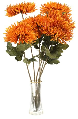 sourcing map Künstliche Chrysanthemen-Blumen, künstliche Chrysanthemen, Blumenstrauß, künstliche Mama-Blume für Zuhause, Garten, Hochzeit, Party, Dekoration, Orange, 6 Stück