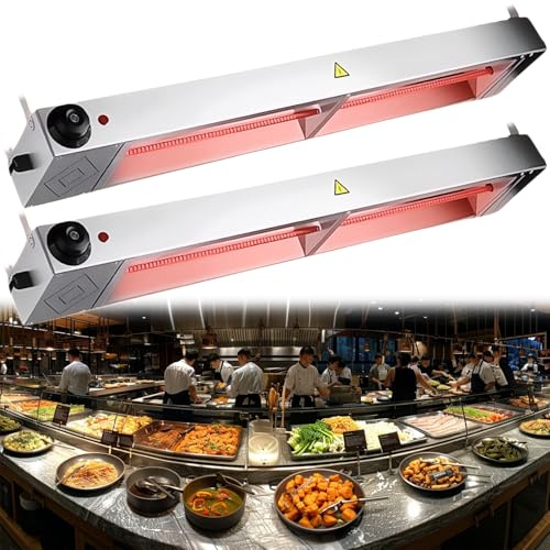 BOVDC Lampada Riscaldante per Alimenti (2 Pezzi,90cm) | Lampada Riscaldante Cucina con 30-80℃ Temperatura Regolabile, Lampada Scaldavivande Ristorante per Ristoranti, Hotel a Buffet