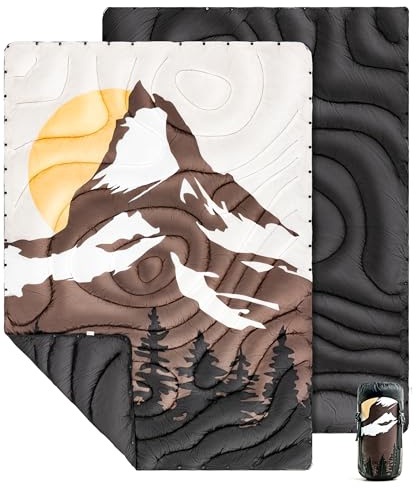 OneTigris campingfilt utomhus, resefilt ultralätt varm, filt vattenavvisande för resor, vandring, picknick (195 x 140 cm)