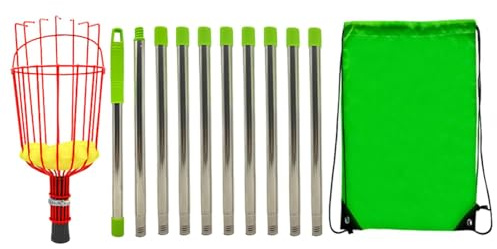 Colector de Frutas con Cesta – Extensión telescópica de Acero Inoxidable, diseño Desmontable oxidable | Herramienta de de Frutas, Soporte para cestas, para ciruelas de árboles