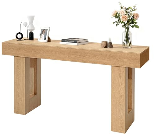 VEVOR Mesa Consola de Estilo Rústico, Mesa de Entrada Rectangular Estrecha Fabricada en Aglomerado, para Recibidor, Dormitorio, Sala de Estar, Vestíbulo, Color Madera Natural, 160 x 35 x 85 cm
