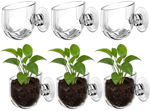 DAWZMR 6 Pcs Aquarium Plant Holder, Suction Cup Fish Tank Plant, Clear Shower Aquatic Plant Pots