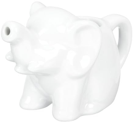 OSALADI Brocca per Latte in Ceramica a Forma di Elefante Bianca, Tazza per Schiumare la Panna, per Caffetterie e Ristoranti Stile Animale Distintivo
