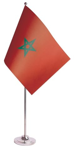 AZ FLAG Tischflagge Marokko 22x15 cm Marokkanische Satin Metallsockel