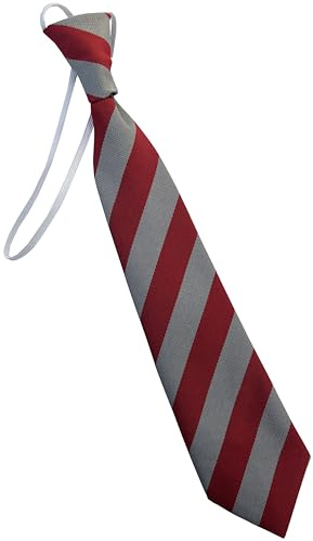 Great British Tie Club Child's Elastic Striped School Ties - Infant/Primary Size (Red & Grey)