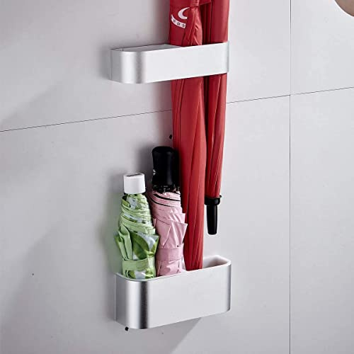 Sport Tent-Schirmständer Wand Regenschirmständer Wasserauffangschale Wandschirmständer für Flur Zuhause und Büro Matt Silber