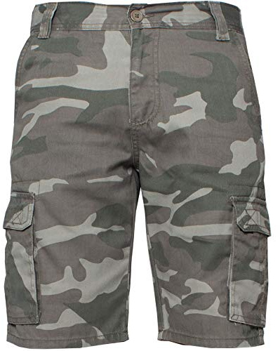 KZS116 Enzo Jeans Mens Cargo Camo Shorts Summer Army Combat Camouflage Chino Half Pants Khaki 32