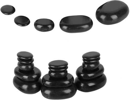 Lyrlody 20 Pezzi Massaggi Hot Stones Hot Rocks, Massaggi Rilassanti Stones Pietre Riscaldate Laviche Naturali, per Spa Massaggio ai Piedi Rilassamento, Massaggio Piedi