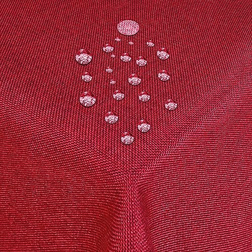 Tischdecke Stoff Damast Leinen-Optik Jacquard mit Fleckschutz eckig 100x100 cm Rot