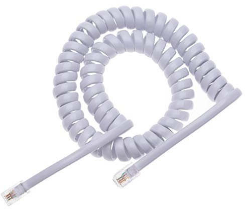 RJ10 Telefon Telefonkabel Blei geschweift Gefederter Spiral-Hörerdraht 2 Meter Kompatibel mit Festnetz Telefone AT&T, Cisco, NEC, ROLM, ITT, TI (Weiß)