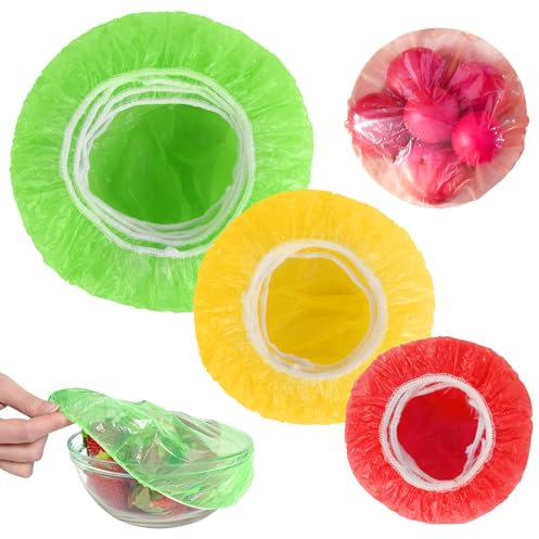 IWILCS Kunststoff Lebensmittel Abdeckung, 60 Stück Schüsseln Tassen Abdeckhauben, Wiederverwendbar Lebensmittel Abdeckung für Gemüse Frischeschutz oder für Zuhause, Hotel Duschkappe
