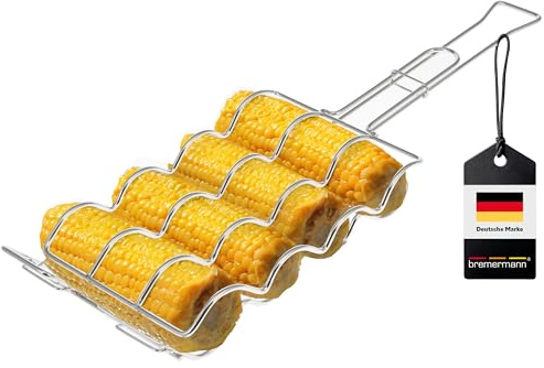 bremermann Maiskolben-Grillhalter für 4 Maiskolben // Edelstahl // 3 Größen einstellbar // ca. 55 x 17,5 cm // Kolbengriller