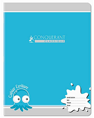 CONQUERANT Lot de 20 Cahiers d'apprentissage de l'écriture 17x22 cm 32 pages SEYES 4 mm coloris ass
