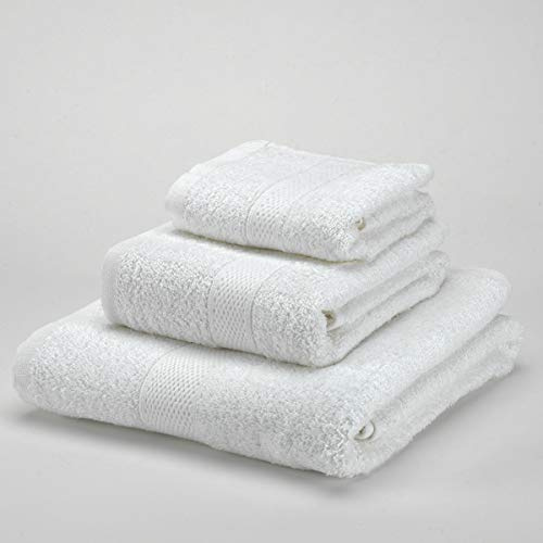 Boncasa - Set di asciugamani, 100% cotone pettinato (non rigenerato), filatura ad anello, 450 g/m3, morbidi al tatto (bianco, set da 3 pezzi)