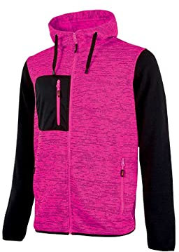 U-Power Rainbow, Felpa Full Zip, Con Tasche Ampie, Morbido Pile, Tessuto Cotone Stretch, Collo Alto, Cappuccio Regolabile, Abbigliamento Invernale Confortevole (BLACK FUCSIA - XS)