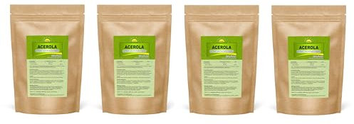 Premium Acerola-Extrakt (hochdosiert, mind. 25% Vitamin C nach HPLC-Messmethode), ohne unerwünschte Zusatzstoffe, 1 kg Pulver, (4 Beutel à 250 g), Bonemis®