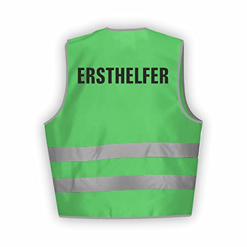 Fassbender-Druck WARNWESTEN - Sicherheitsweste GRÜN Warnweste nach EN ISO 20471 zertifiziert - Warn Weste für ERSTHELFER - Unisex mit hochwertigem Reflektorstreifen (GRÜN I M/L I 5er Set)