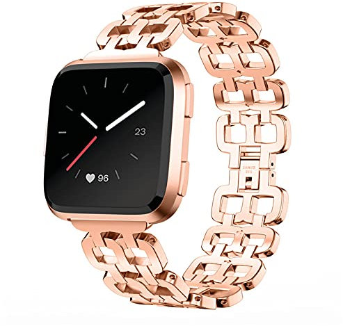 ZUZIS Rostfritt stålband kompatibel med Fitbit Versa 2/Versa/Versa Lite, Justerbart ersättningsklockband Fitnessarmband Metal Connectors Fitnessarmband för Versa,4